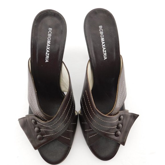 BCBG MAXAZRIA Brown Crisscross Slide Sandals 8.5 - Picture 4 of 8